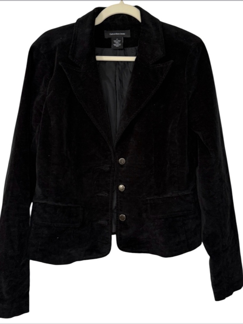 Calvin‎ Klein Jeans Blazer Womens Medium Black Excellent Corduroy Button Front
